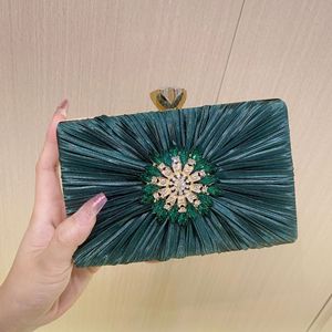 New for Cross Border Birthday Wedding Silk <b>Clutch</b> Pleated Shiny Rhinestone Dress Evening Bag Bag Tanjing - Product Image 4