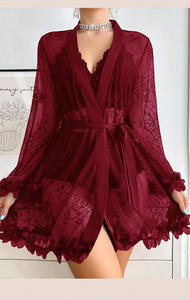 A4103 all'ingrosso taglie forti Sexy camicie da notte Lingerie vestaglia Sexy pigiama pizzo 3 pz set intimo donna matura - Product Image 4