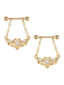 Zesen Fine <span class=keywords><strong>Piercing</strong></span> Jewelry Anillo de pezón de acero inoxidable con flor dorada Estilo punk <span class=keywords><strong>Pecho</strong></span> y <span class=keywords><strong>pecho</strong></span> <span class=keywords><strong>Piercing</strong></span> Accesorio - Product Image 5