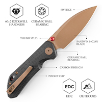 Couteau pliant de poche TRIVISA Otter-CG EDC pour hommes, lame 14C28N, manche G10 avec clip, survie, camping en plein air, chasse