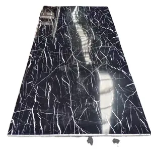 Eco friendly waterproof high gloss 2.5mm 3mm laminate grey white color marble stone plastic spc wall sheet