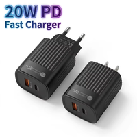 Chargeur de téléphone à charge rapide PD 20W, Fast 3.0, port USB+TYPE-C, prise murale, design rainuré, adaptateur secteur pour téléphone portable