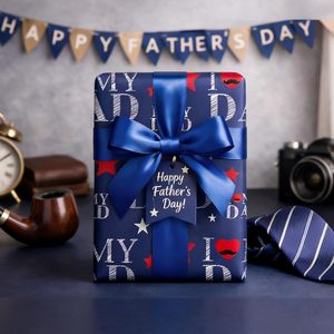 I Love My Dad Gift <b>Wrapping</b> <b>Paper</b> 17 Inch X 16.5 Feet Blue Father's Day Wrap Recyclable Double Side - Product Image 6