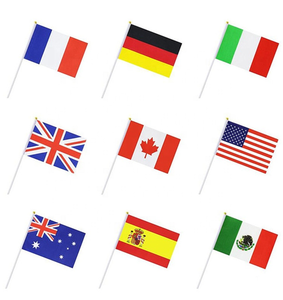 Wholesale Price Windproof Custom Logo 10*15cm 100% Polyester Silk Screen Printing Hand Waving Flag