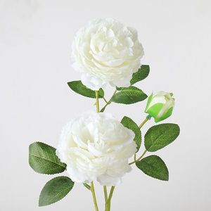 3 têtes artificielles en soie <span class=keywords><strong>blanche</strong></span> rose <span class=keywords><strong>fleur</strong></span> de <span class=keywords><strong>pivoine</strong></span> pour mariage décoration fête maison centre de table - Product Image 4