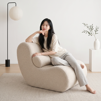 Fauteuil individuel moderne sans accoudoirs en tissu bouclé, compressé sous vide pour canapé de salon