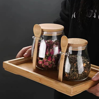 Pot de conservation en verre borosilicate transparent de haute qualité avec couvercle et cuillère, pour la cuisine domestique ou le camping, hermétique pour le stockage des aliments