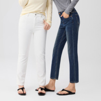 YUANBOFEI Jeans sur mesure de haute qualité pour femmes, jeans blancs de qualité supérieure, coupe slim, denim droit, pantalon élégant pour tous les jours