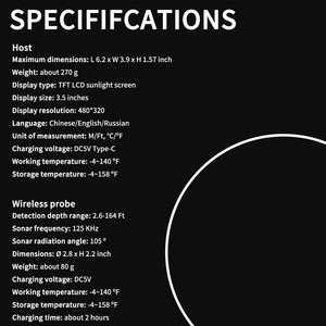 Buscador de Peces con Pantalla Visual HD Cuadrada de ABS, Cámara Subacuática Inalámbrica con Sonar, Compatible con Teléfonos Móviles, DC 10V-18V - Product Image 3