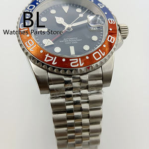 BLIGER 40mm plongée automatique hommes montre NH34 GMT cadran noir rouge GMT lettre jubilé <span class=keywords><strong>Bracelet</strong></span> rouge bleu Pepsi couleur céramique lunette - Product Image 4
