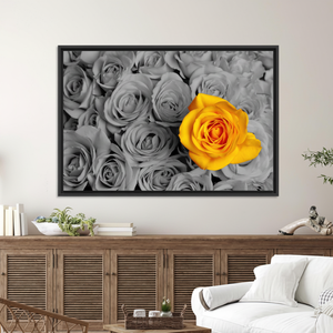 Elegant Yellow Rose Canvas Print: Modern Floral Wall Art,<b>BLACK</b> <b>FRAMED</b> CANVAS - Product Image 3