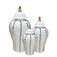 Usine directement vente pot de gingembre blanc avec détails or/argent Vase en céramique blanche pour la décoration de la maison fête de mariage Ins