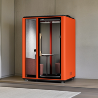 Cabine de bureau insonorisée moderne en aluminium durable avec éclairage LED réglable, design mobile, idéale pour salon ou bureau