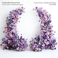 Kit d'arrangement floral artificiel double face pour arche de mariage, motif cornes de bœuf, avec fleurs mixtes violettes pour cérémonie de mariage