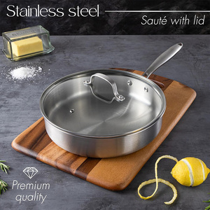 Multiuso antiaderente padella per friggere pentole triple in acciaio inox padelle profonde padelle Happy <span class=keywords><strong>Baron</strong></span> Cookware con copertura per la casa - Product Image 3