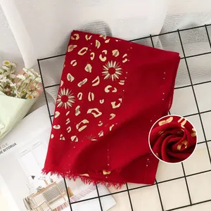 Beautiful solid color hot gold printed scarf Muslim scarf ladies temperament scarf shawl beautiful vintage sari shawls