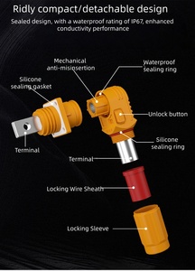 Connecteur de stockage d'énergie haute tension 200A en laiton, étanche IP67, en nylon, à travers trou, 8mm, pour courant élevé - Product Image 4