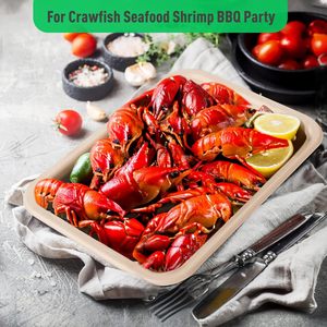 Plateaux alimentaires jetables écologiques de 14 pouces, grandes assiettes en papier résistantes, compostables, en bagasse de canne à sucre, pour <span class=keywords><strong>homard</strong></span> - Product Image 4