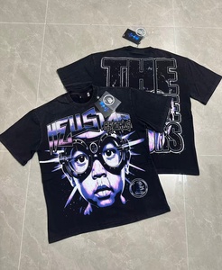 Camiseta Personalizada Hell Retro Star para Hombre, 250g, Algodón, Estilo Hip Hop, Hombros Anchos, Corte Holgado, Moda de Los Ángeles, Impresión DTG - Product Image 3