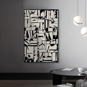 Idées de peintures murales abstraites modernes simples en noir et <span class=keywords><strong>blanc</strong></span> géométriques en acrylique pour le <span class=keywords><strong>salon</strong></span>, décoration sur toile - Product Image 1