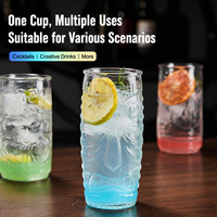 Vente en gros de mugs Tiki en verre hawaïen, gobelets à cocktail créatifs pour Mojito, jus, boissons froides, style Zombie, pour bar, fête, avec logo personnalisé