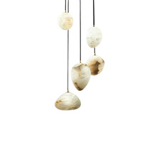 Lustre en marbre naturel de style minimaliste, conçu par des designers, éclairage LED, hauteur réglable, type câble suspendu, pour l'éclairage des hôtels