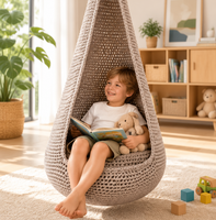 Fauteuil suspendu Ropecube-Waterdrop Swing, moderne, en corde polyester tressée à la main, sûr pour l'intérieur/extérieur, salon, chambre, patio, cour.