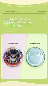 Spilla in metallo riflettente a doppio flash con specchietto tascabile, distintivo personalizzato con decorazioni a tema cartoni animati e anime - Product Image 5