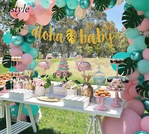 Patimate — <span class=keywords><strong>Kit</strong></span> de ballons en arc avec <span class=keywords><strong>flamant</strong></span> <span class=keywords><strong>rose</strong></span> et vert, guirlande de décoration pour fête prénatale, cadeau pour bébé, banderole, ensemble 937 - Product Image 6