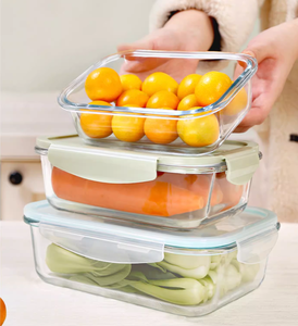 Nhà Bếp Bữa Ăn Prep Tre Gỗ Bento Hộp Ăn Trưa Đặt Lò Microwave Thủy Tinh Trong Suốt Thực Phẩm Lưu Trữ Container Cho Các Bên - Product Image 4