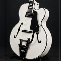 Yunzh Hollow Archtop Jazz Guitar Carved Maple Neck Solid Hollow Body Spruce Top Green Color Handmade 6-String Ebony 18inch