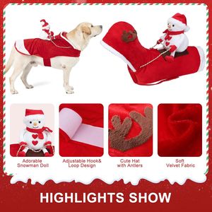 Snowman <b>Dog</b> Costume <b>Christmas</b> Velvet Dress XXX-<b>Large</b> Cute Animal Design Classic Decorative Pet Clothes - Product Image 3