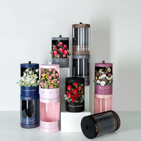 Vente en gros de fleurs personnalisées pour la saint-valentin, Tube rond en papier, boîte-cadeau de fleurs séchées, cylindre pliable, boîte à fleurs