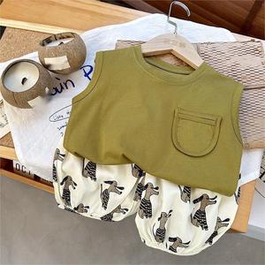 Bộ quần áo hè cho bé trai, áo thun và quần đùi in họa tiết, thời trang thường ngày, khuyến mãi nóng - Product Image 3