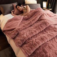 Solide gemütliche schwere Raschel Kunst pelz Nerz Decke dicke Jacquard flauschige weiche Flanell Fleece Decke für Bett Winter Paar King Size