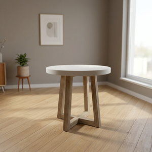 Elegant <b>White</b> Concrete Counter <b>Table</b> Modern Design for Indoor Outdoor Luxury Waterproof Outdoor Furniture - Product Image 1