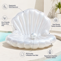 Chaise flottante gonflable en forme de coquillage avec logo personnalisé OEM, transat flottant transparent en PVC pour la vente en gros aux hôtels et complexes hôteliers