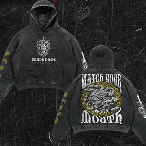 Sudadera con Capucha Personalizada de Corte Regular Vintage, Unisex, Estampado Digital de Verano, Lavado Ácido, Desgastada, 360 Gsm, 100% Algodón - Product Image 3