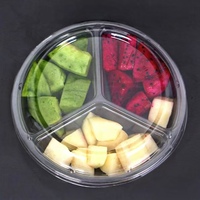 Dreiteiliger runder Frisch obst behälter Benutzer definierte Kunststoff-Obst verpackungs box mit transparentem Deckel