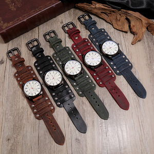 Nouvelle <span class=keywords><strong>montre</strong></span> à aiguilles en <span class=keywords><strong>cuir</strong></span> véritable pour hommes, bracelets pour femmes, bracelets larges pour hommes, <span class=keywords><strong>bracelet</strong></span> punk vintage rétro bohème, cadeau de bijoux - Product Image 5