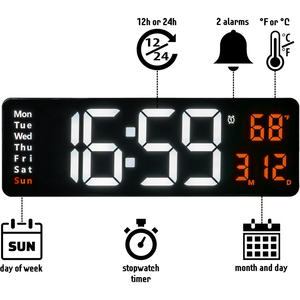 Reloj de pared digital electrónico LED con pantalla grande para sala de estar de hotel multifuncional con control remoto - Product Image 2