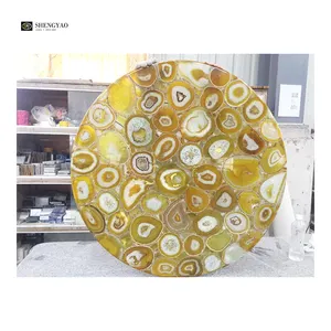 Polished Large Luxury Translucent Semi Precious Stone Yellow Agate Stone Slabs For Wall/Countertop