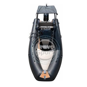 Bateau <span class=keywords><strong>semi</strong></span>-<span class=keywords><strong>rigide</strong></span> noir de 20 pieds (5,8 m), bateau pneumatique à fond en fibre de verre en forme de V profond avec moteur - Product Image 3