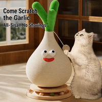 Griffoir pour chat en sisal en forme d'ail, motif dessin animé, avec base en bois pour chats d'intérieur et chatons - Vente en gros