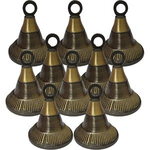 PARIJAT HANDICRAFT Lot 10 cloches en laiton de style vintage indien assorties cloche d'éléphant de vache décor pour ornement de jardin petit - Product Image 1