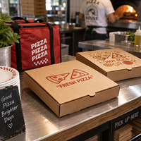 Kotak Pizza Kaku Persegi dari Karton Bergelombang yang Dapat Didaur Ulang, Ramah Lingkungan, dan Dapat Disesuaikan dengan Logo Emboss untuk Grosir Buah/Pengemasan