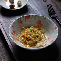 Vaisselle en céramique imprimée de style japonais, ensemble d'assiettes profondes et de bols à manger pour la maison, l'hôtel, la fête, le mariage et le restaurant