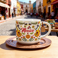 Mug à café en céramique empilable personnalisable avec support, souvenir de Mexico, ensemble de tasses en porcelaine