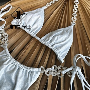 Manufacturer Design Luxury Swimwear Set Sustainable Polyester <b>Bikini</b> Custom <b>Sequin</b> Satin Shiny Swimwear - Product Image 6