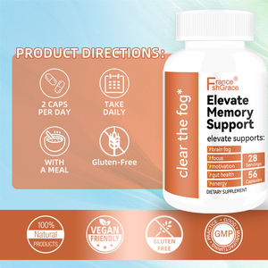 Complément alimentaire pour améliorer la mémoire, fabricant de suppléments pour la concentration et l'énergie, 56 capsules pour stimuler la mémoire - Product Image 2